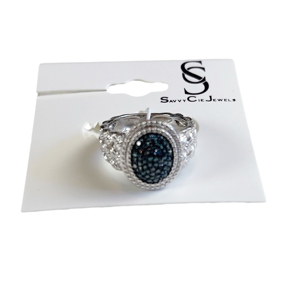 SAVVY CIE JEWELS BLUE DIAMOND ACCENT BRAID TEXTURE RING - 0.25 CTW - Picture 5 of 7